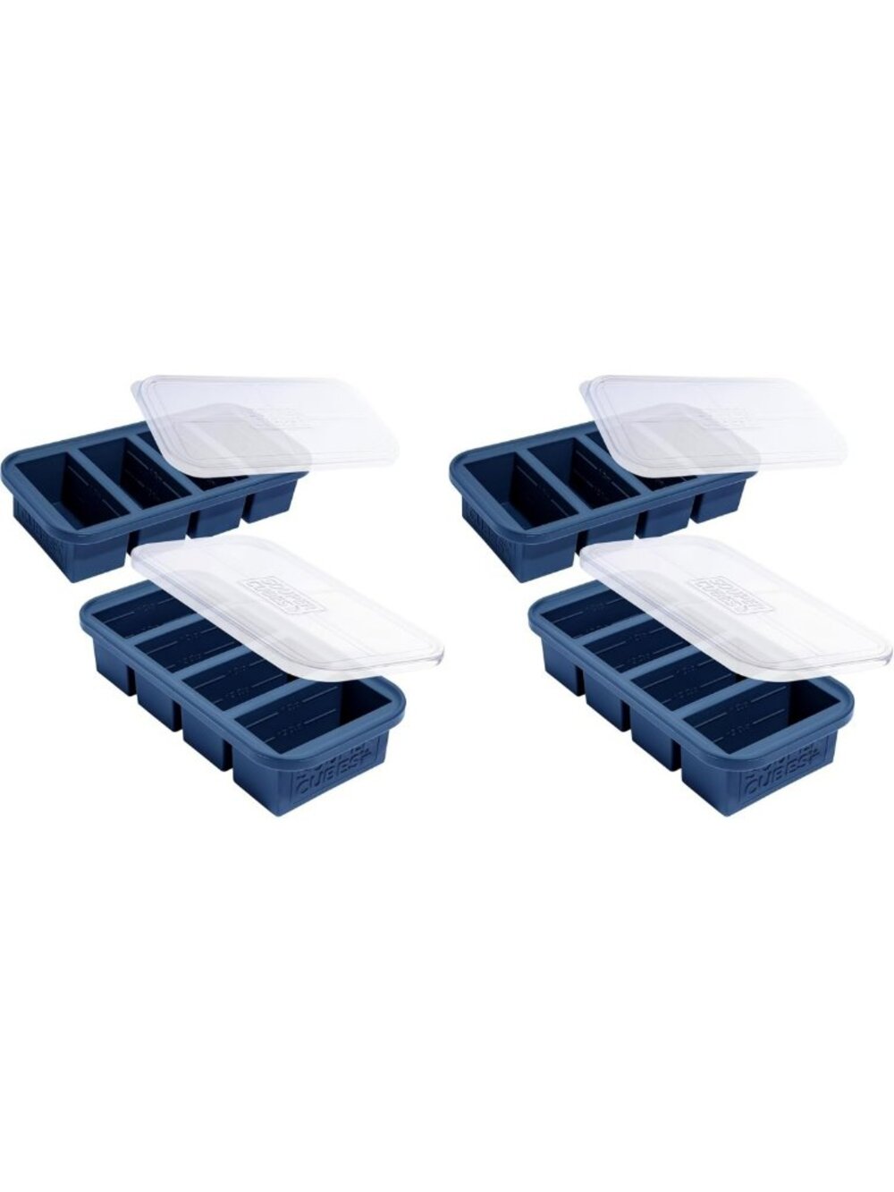 Silicone Freezer Molds for Meal Prep - 1 Cup Portion Tray with Lids - 4-Pack
